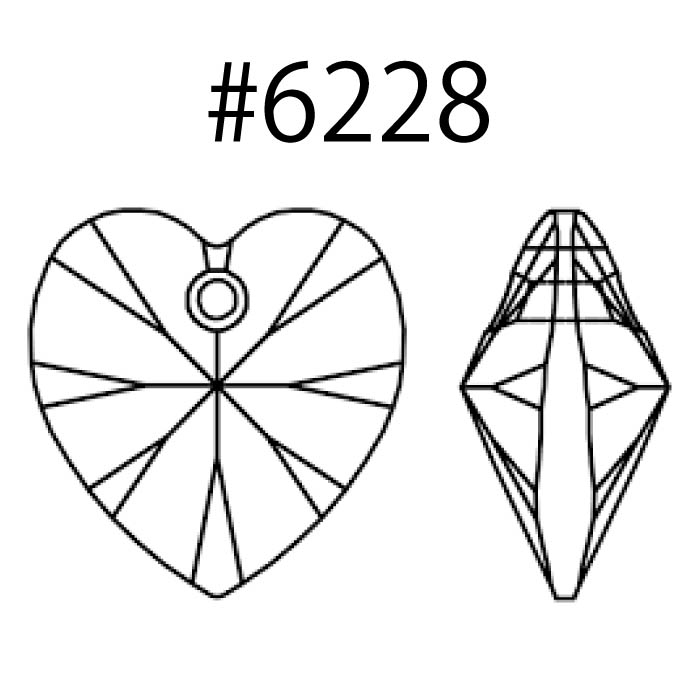 #6228 クリスタルシルバーナイト 10.3×10mm（ハートペンダント）