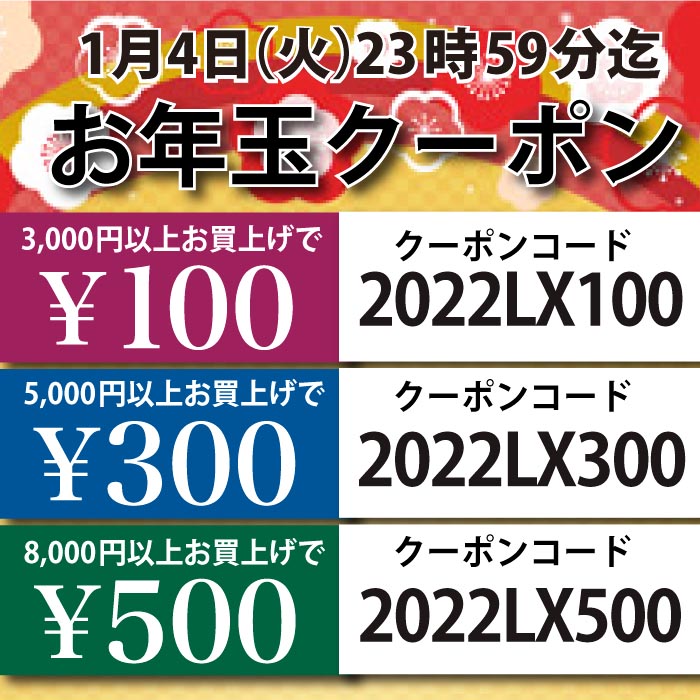 「2022お年玉クーポン ! 」 本日28日20時スタート(終了しました) 「2022お年玉クーポン ! 」 本日28日20時スタート(終了しました)