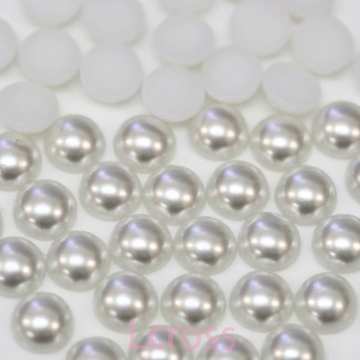 半丸パール ホワイト 6mm（B）従来品Aより高さ約0.5mm減。底面凹み無し